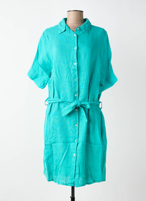 Rochie midi țesătură crep mâneci scurte verde BLANC BOHEME femme