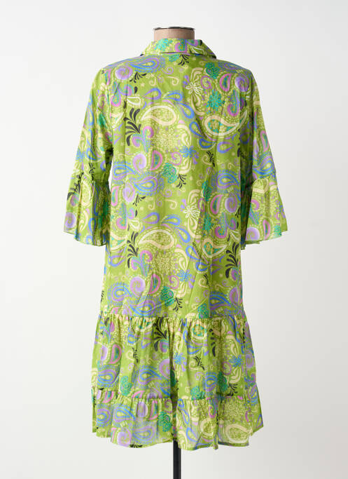 Rochie scurtă mâneci 3/4 mâneci 3/4 verde BLANC BOHEME femme