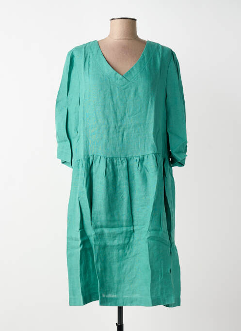 Rochie midi mâneci 3/4 mâneci 3/4 verde BLANC BOHEME femme
