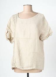 Top mâneci scurte mâneci scurte bej BLANC BOHEME femme
