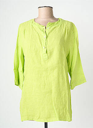 Top guler rotund mâneci 3/4 verde BLANC BOHEME femeie