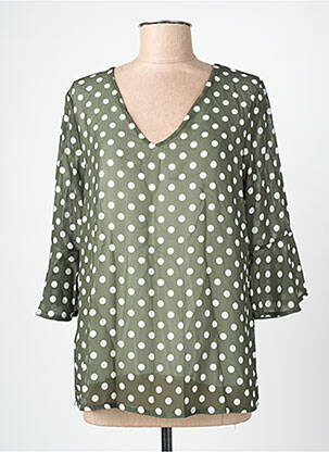 Bluză mâneci 3/4 mâneci 3/4 verde BLANC BOHEME femeie