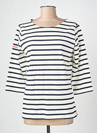Tricou croială cambrată mâneci 3/4 alb BLANC BOHEME femme