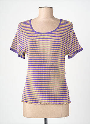 Tricou croială cambrată mâneci scurte violet BLANC BOHEME femeie