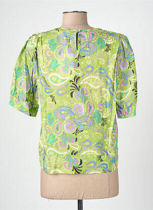 Top imprimeu fantezie mâneci scurte verde BLANC BOHEME femeie