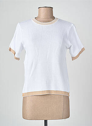 Tricou croială cambrată mâneci scurte alb BLANC BOHEME femeie