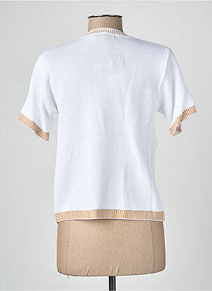 Tricou croială cambrată mâneci scurte alb BLANC BOHEME femeie