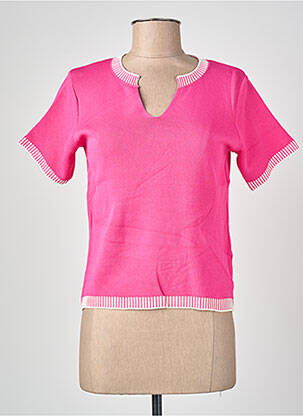 Tricou elasticitate mâneci scurte roz BLANC BOHEME femeie