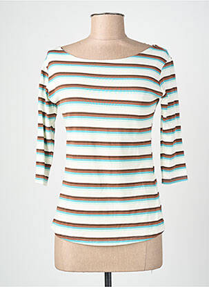 Tricou mâneci 3/4 mâneci 3/4 albastru BLANC BOHEME femeie