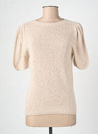 Top mâneci scurte mâneci scurte bej BLANC BOHEME femme
