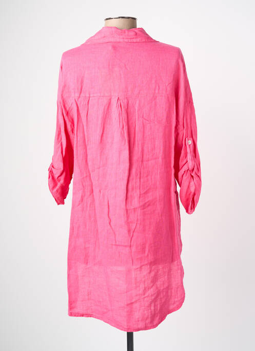 Tunică mâneci lungi guler de bluză roz BLANC BOHEME femme