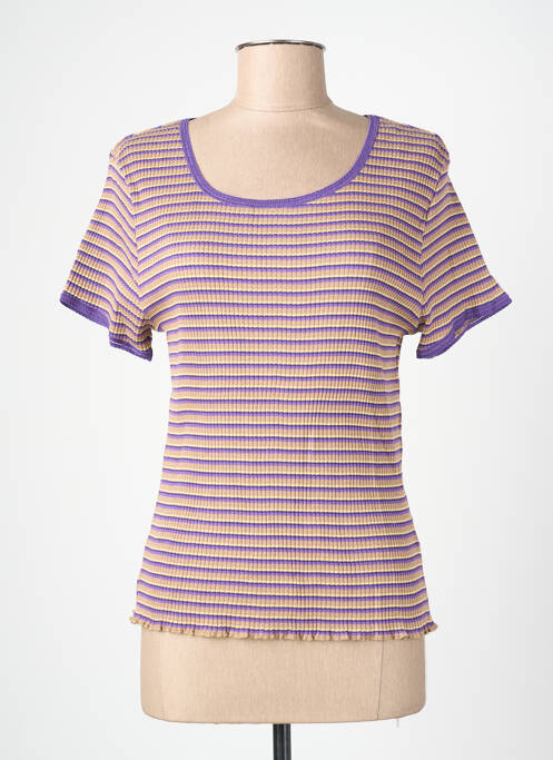 Tricou croială cambrată mâneci scurte violet BLANC BOHEME femme