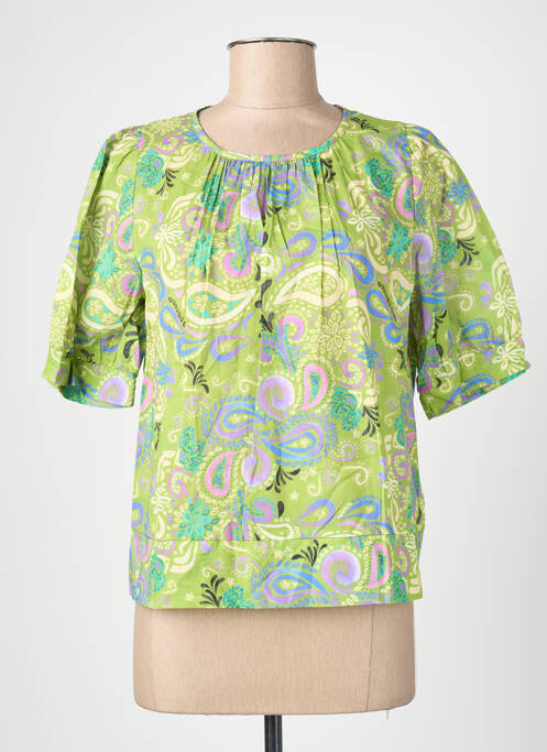 Top imprimeu fantezie mâneci scurte verde BLANC BOHEME femme