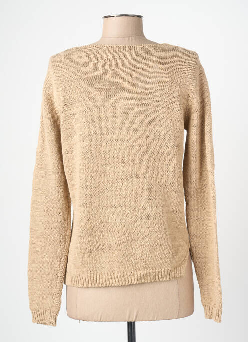Pulover plasă decupată mâneci lungi maro BLANC BOHEME femme