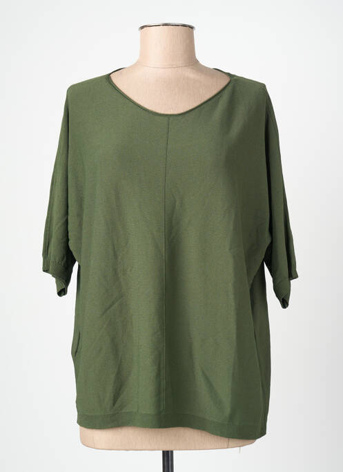 Top mâneci scurte mâneci scurte verde BLANC BOHEME femme