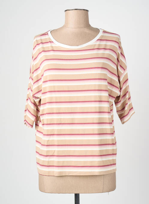 Tricou croială dreaptă mâneci 3/4 bej BLANC BOHEME femme
