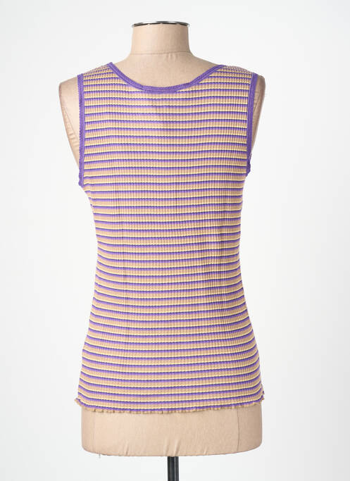 Maiou guler în v fără mâneci violet BLANC BOHEME femme