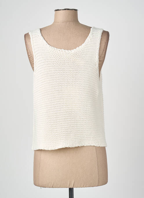 Top guler în v fără mâneci alb BLANC BOHEME femme