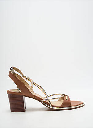 Sandale/pantofi decupați țesătură satinată toc de 7 la 9 cm auriu LES TROPEZIENNES PAR M.BELARBI femme