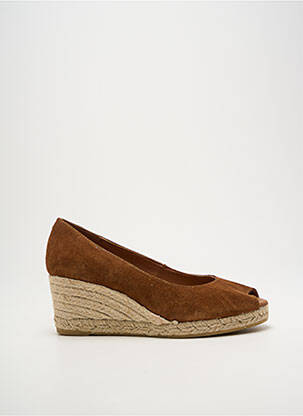 Espadrile vârf deschis toc de 7 la 9 cm maro LA MAISON DE L'ESPADRILLE femme