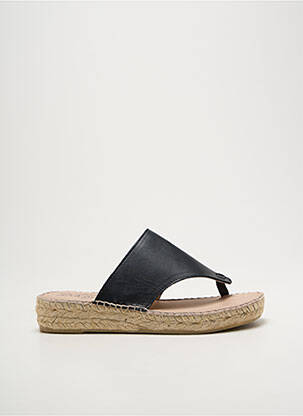 Șlapi vârf deschis toc plat până la 3 cm negru LA MAISON DE L'ESPADRILLE femme