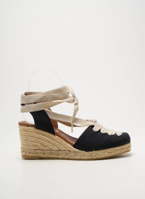 Espadrile închidere cu șireturi toc de 7 la 9 cm negru LA MAISON DE L'ESPADRILLE femme