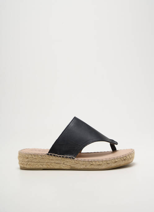 Șlapi vârf deschis toc plat până la 3 cm negru LA MAISON DE L'ESPADRILLE femme