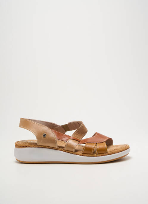 Sandale/pantofi decupați țesătură satinată toc de 4 la 6 cm maro FLY FLOT femme