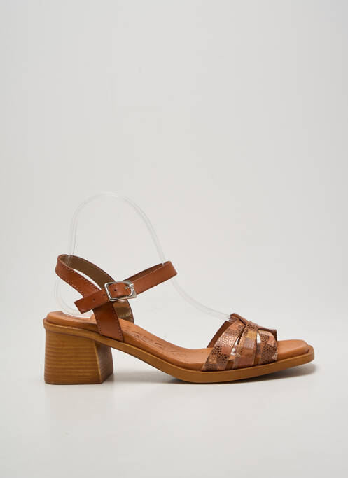 Sandale/pantofi decupați țesătură satinată toc de 4 la 6 cm maro JORDANA femme