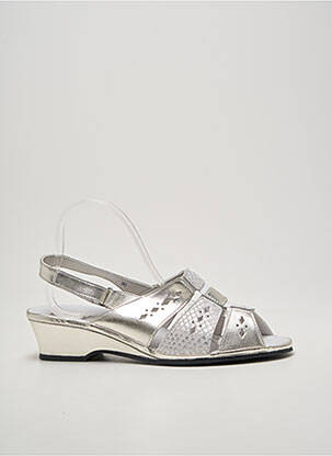 Sandale/pantofi decupați țesătură satinată toc de 4 la 6 cm argintiu BOISSY femme