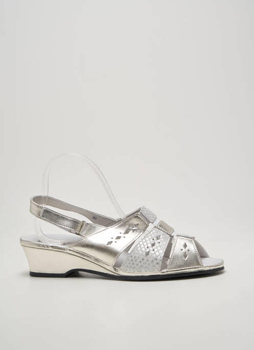 Sandale/pantofi decupați țesătură satinată toc de 4 la 6 cm argintiu BOISSY femme