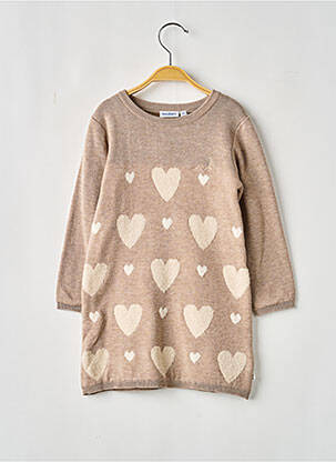 Rochie pulover imprimeu fantezie mâneci lungi bej NOUKIE'S fille