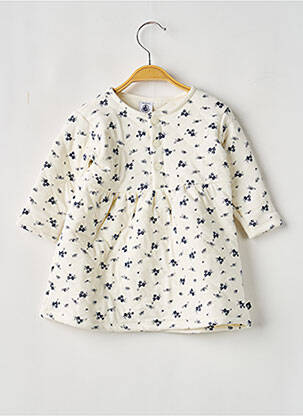 Rochie midi guler rotund mâneci lungi alb PETIT BATEAU fille