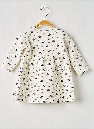 Rochie midi guler rotund mâneci lungi alb PETIT BATEAU fată