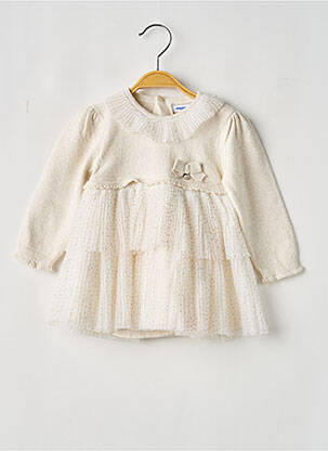 Rochie midi închidere cu nasturi la spate mâneci lungi bej MAYORAL fille