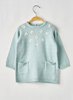 Rochie pulover broderie mâneci lungi albastru LOSAN fille