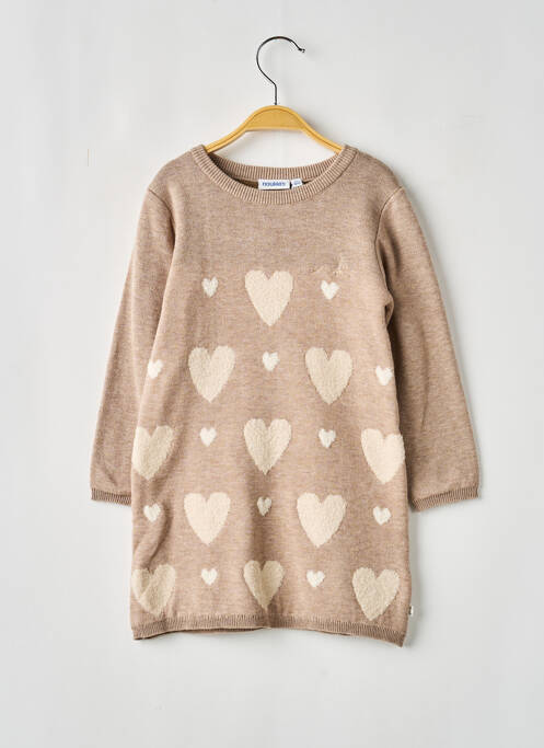 Rochie pulover imprimeu fantezie mâneci lungi bej NOUKIE'S fille