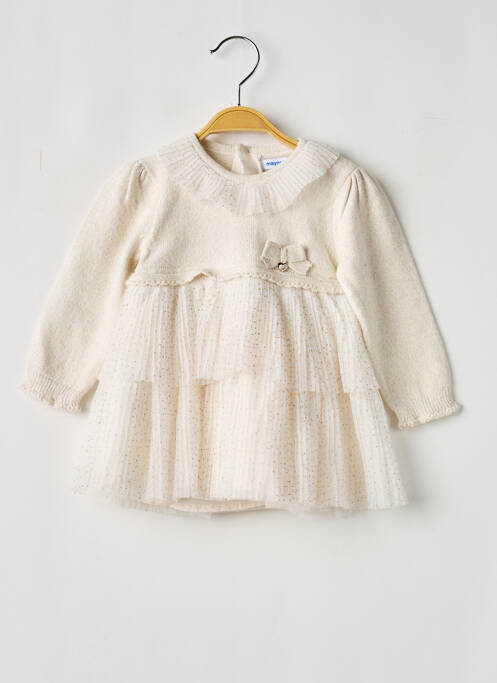 Rochie midi închidere cu nasturi la spate mâneci lungi bej MAYORAL fille