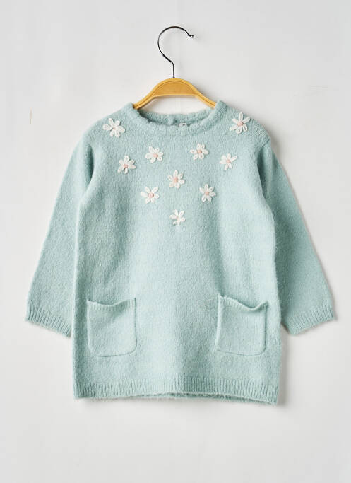 Rochie pulover broderie mâneci lungi albastru LOSAN fille