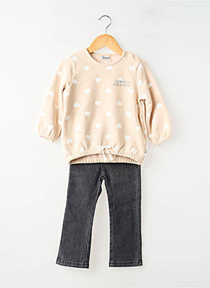 Set pantaloni mâneci lungi bej LOSAN fille