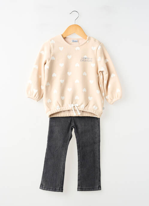 Set pantaloni mâneci lungi bej LOSAN fille