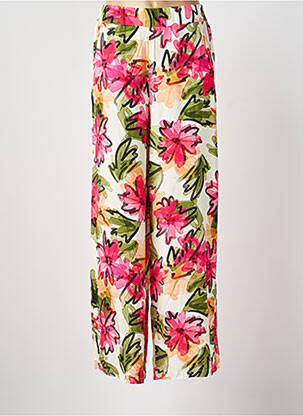 Pantalon drept talie elastică roz BLANC BOHEME femeie