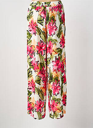 Pantalon drept talie elastică roz BLANC BOHEME femeie