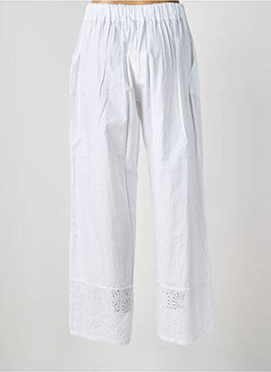 Pantalon drept talie elastică alb BLANC BOHEME femeie