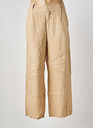 Pantalon drept talie elastică bej BLANC BOHEME femeie