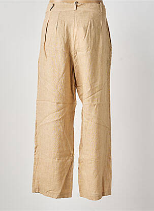 Pantalon drept talie elastică bej BLANC BOHEME femeie