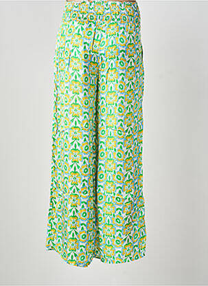 Pantalon evazat talie elastică verde BLANC BOHEME femeie