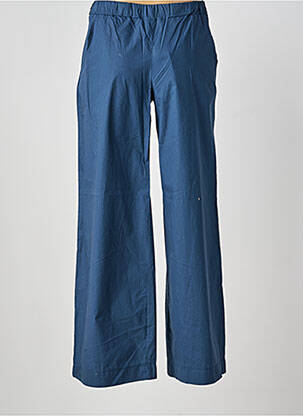 Pantalon drept talie elastică albastru BLANC BOHEME femeie