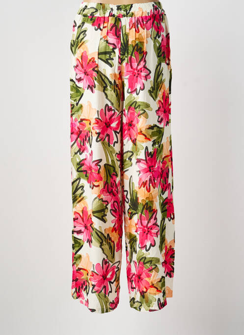 Pantalon drept talie elastică roz BLANC BOHEME femme