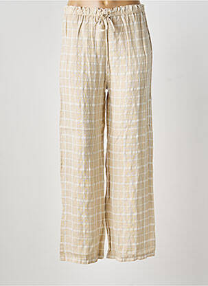Pantalon drept talie elastică bej BLANC BOHEME femeie